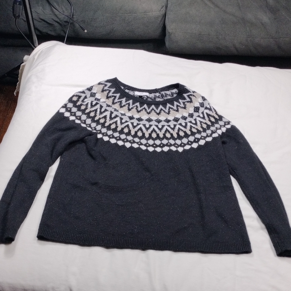 J.Jill Women's Black and White Patterned Sweater Size PS